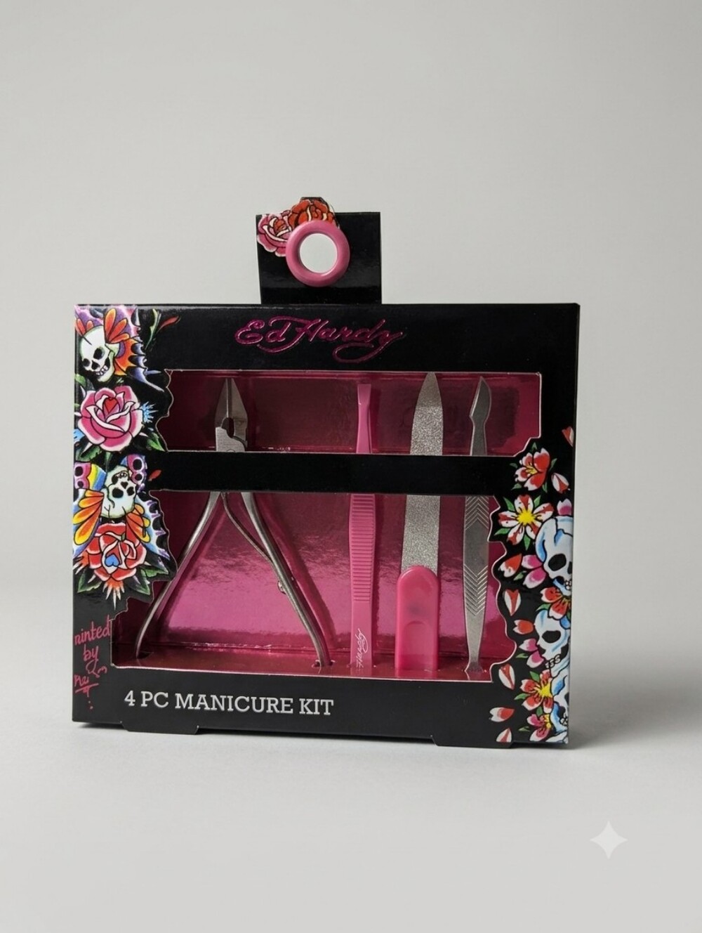 Ed Hardy Pink 4-Piece Manicure Kit NIP